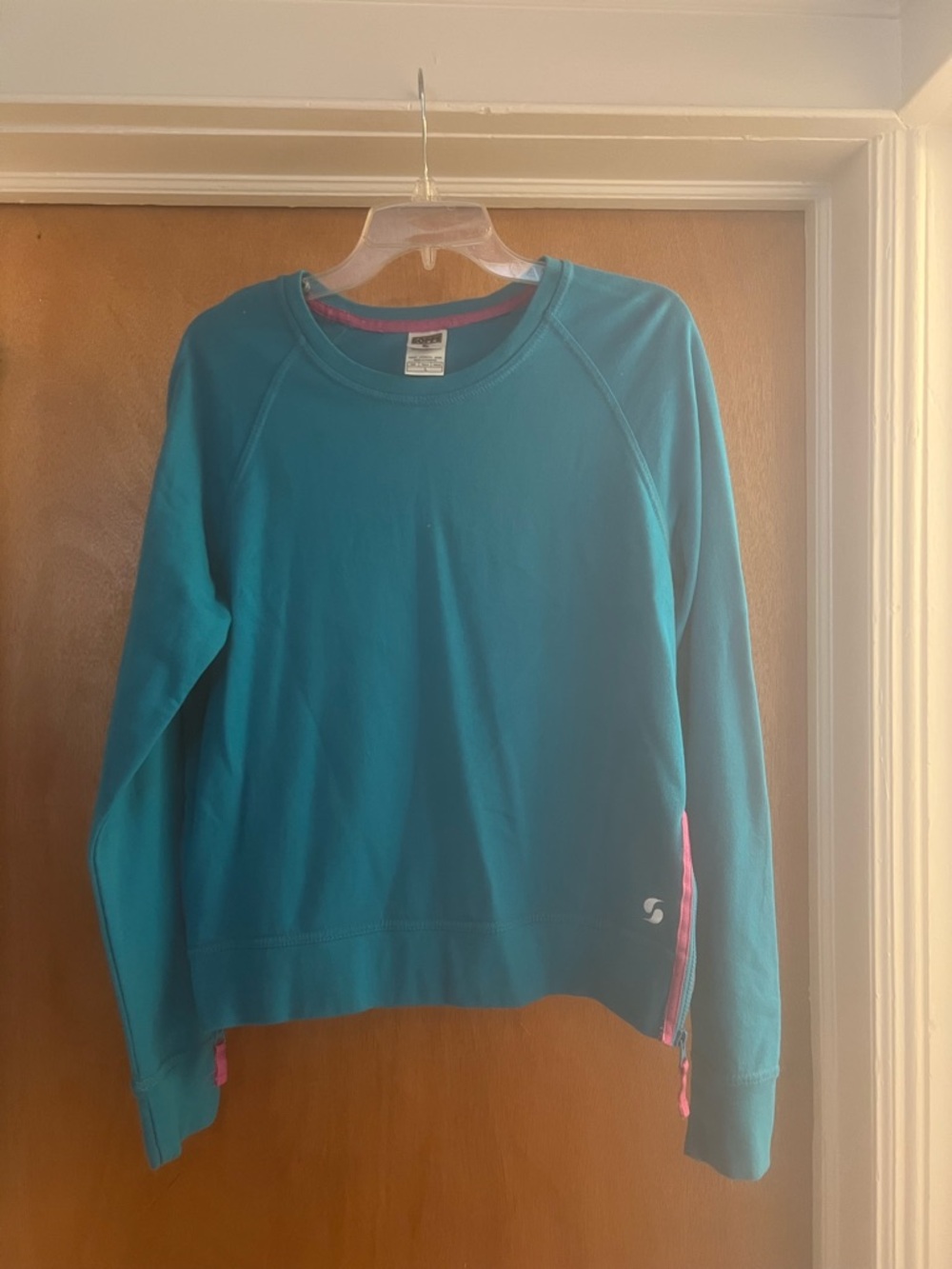 Soffe Women’s Teal Blue Crewneck Long Sleeve Lightweight Sweatshirt